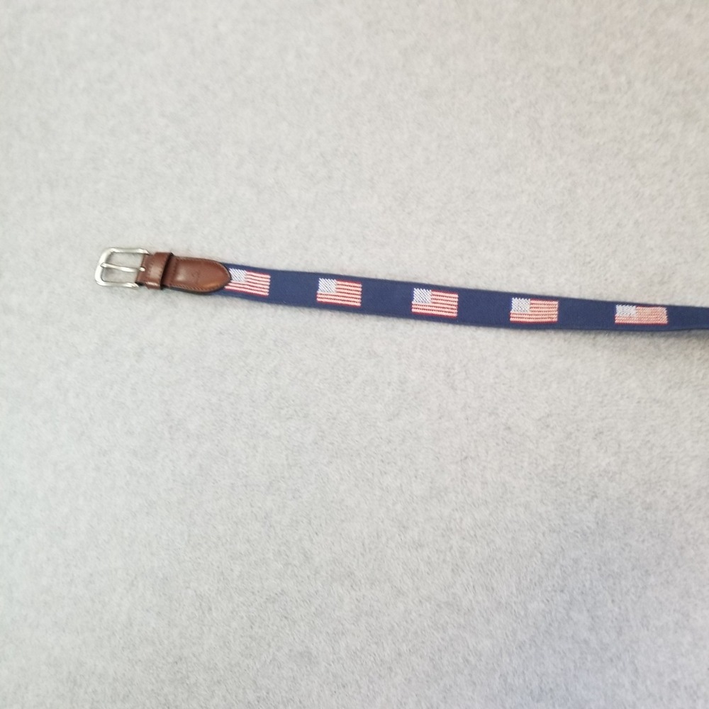 Tommy Bahama Belt Mens Medium Blue American Flag Embroidered Patriotic USA Web